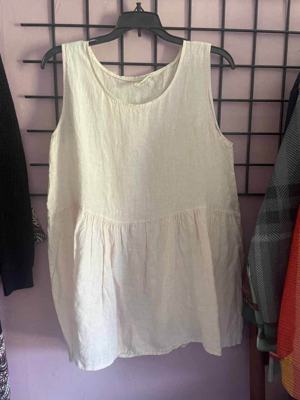 Sleeveless Linen Peplum Tunic Top - Cream